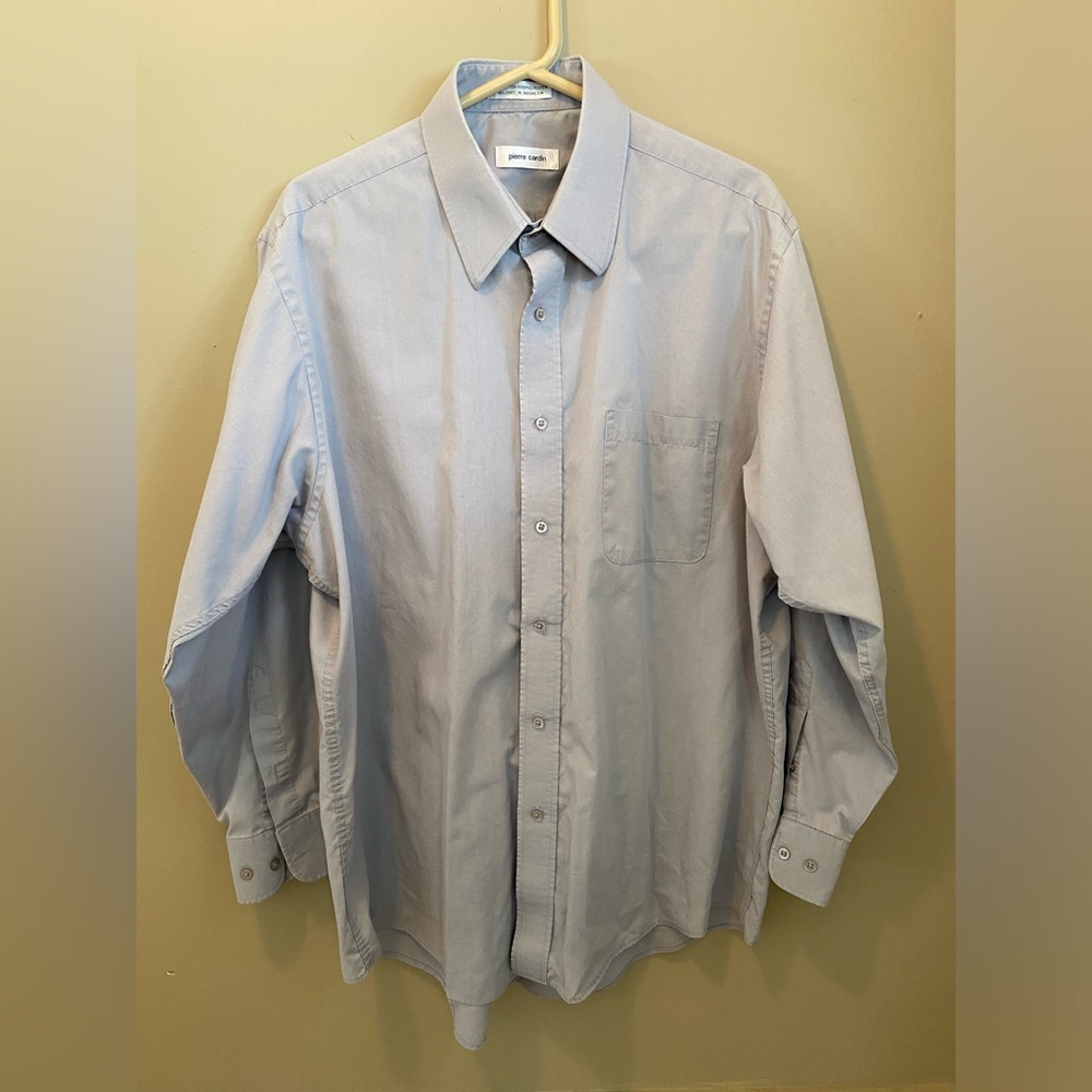 Men’s Pierre Cardin Long Sleeve Button Up Dress Shirt Size Large 16-16 1/2 32/33